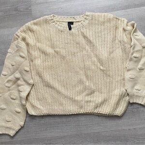 Moon & Madison Women Chunky Knit Oversized Knit Cropped Sweater S Small Lemon